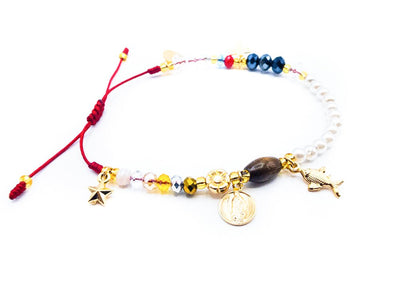 Jesus Christ Life String Beads Bracelet, 7.5" - Guadalupe Gifts