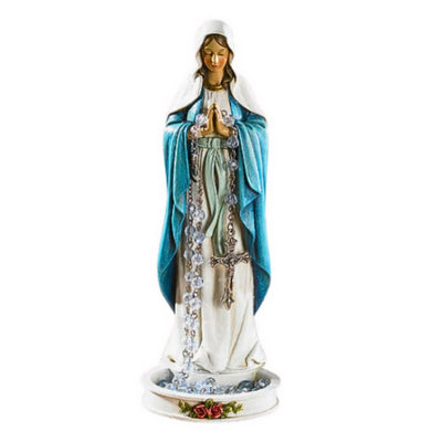Madonna Statue and and Rosary Holder 8-inch - Guadalupe Gifts