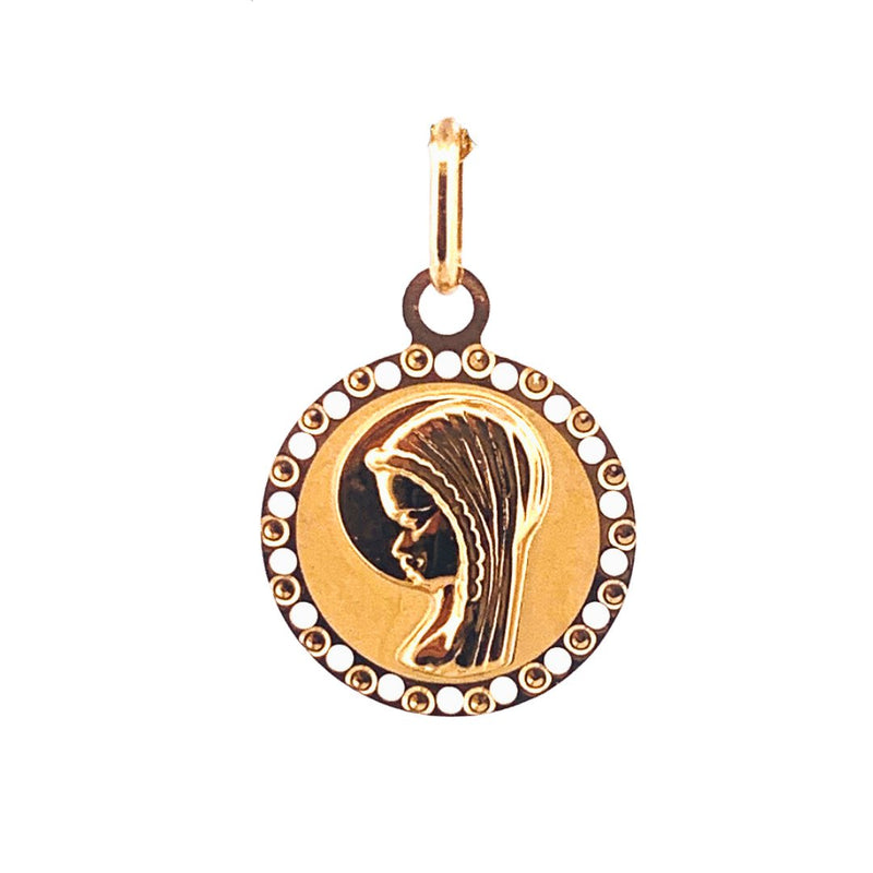 Medalla de la Virgen Niña en Oro (14k gold) Round 0.57" - Guadalupe Gifts
