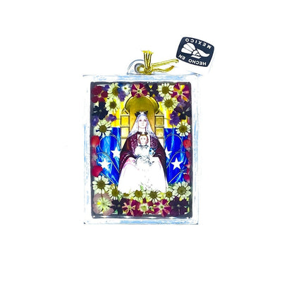 Our Lady of Coromoto Wall Frame w/ Pressed Flowers 4.5" x 3.25" - Guadalupe Gifts