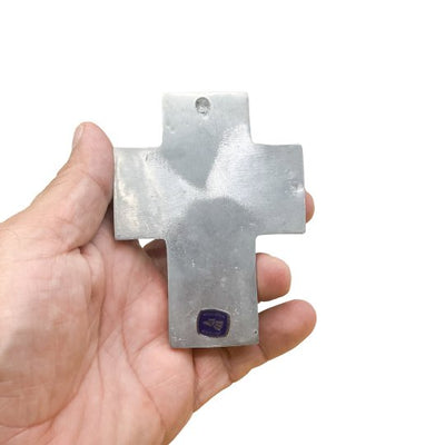 Our Lady of Grace Mini Cross w/ Pressed Flowers 3.5" - Guadalupe Gifts