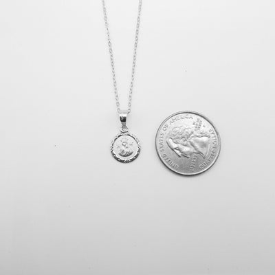 Our Lady of Perpetual Help Medal Mini Round Silver Floral Necklace - Guadalupe Gifts