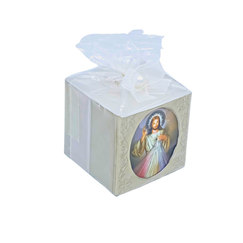 Pack of 6 Aluminum Embossed Divine Mercy Candles - Guadalupe Gifts