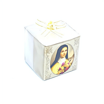 Pack of 6 Aluminum Embossed St Therese of Lisieux Candles - Guadalupe Gifts