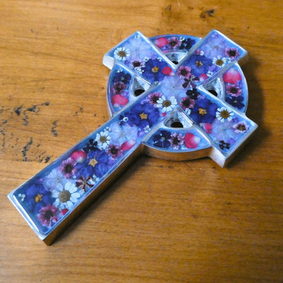 Pressed Flower Celtic Wall Cross 7.5" - Guadalupe Gifts