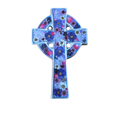 Pressed Flower Celtic Wall Cross 7.5" - Guadalupe Gifts