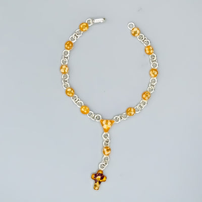 Rosary Yellow Bracelet w/ Pressed Flowers - Guadalupe Gifts
