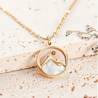 Rose Gold-Plated Mustard Seed Mountain Round Pendant Necklace - Guadalupe Gifts