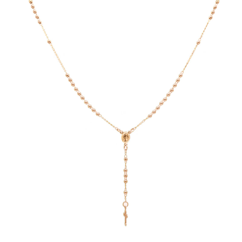 Rose Gold-Plated Our Lady of Grace Rosary Necklace - Guadalupe Gifts