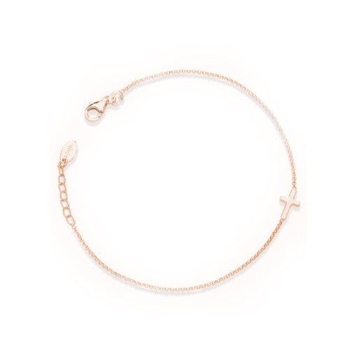 Rose Gold-Plated Silver Bracelet with one Cross - Guadalupe Gifts