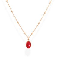 Rose Gold-Plated Silver Miracolosa Necklace w/ Red Enamel - Guadalupe Gifts