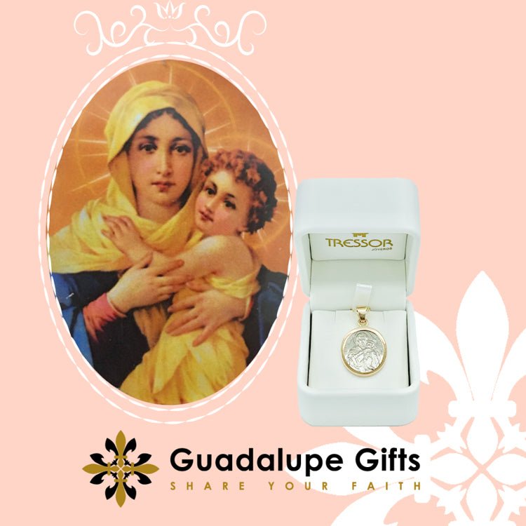 Silver 14k Gold Bezel Schoenstatt Madonna Medal - Guadalupe Gifts