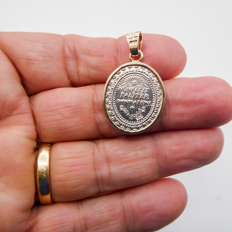 Silver 14k Gold Bezel Virgen de Guadalupe Medal - Guadalupe Gifts
