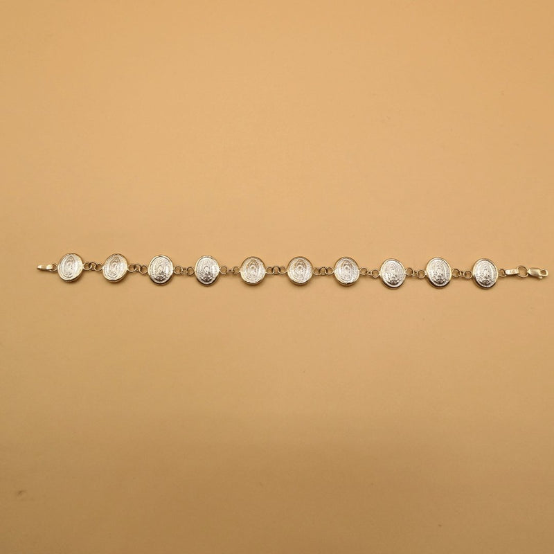 Silver 14k Gold Bezel Virgin of Guadalupe Medals Bracelet | rosary bracelet | decade - Guadalupe Gifts