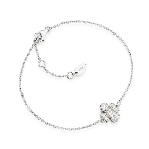 Silver Angel Bracelet w/ Zirconias - Guadalupe Gifts