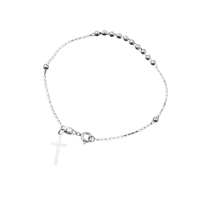 Silver Beaded Rosary Bracelet - Guadalupe Gifts