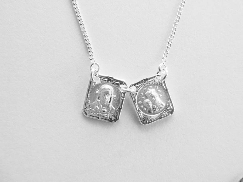 Silver Carmel Matte II Scapular Necklace - Guadalupe Gifts