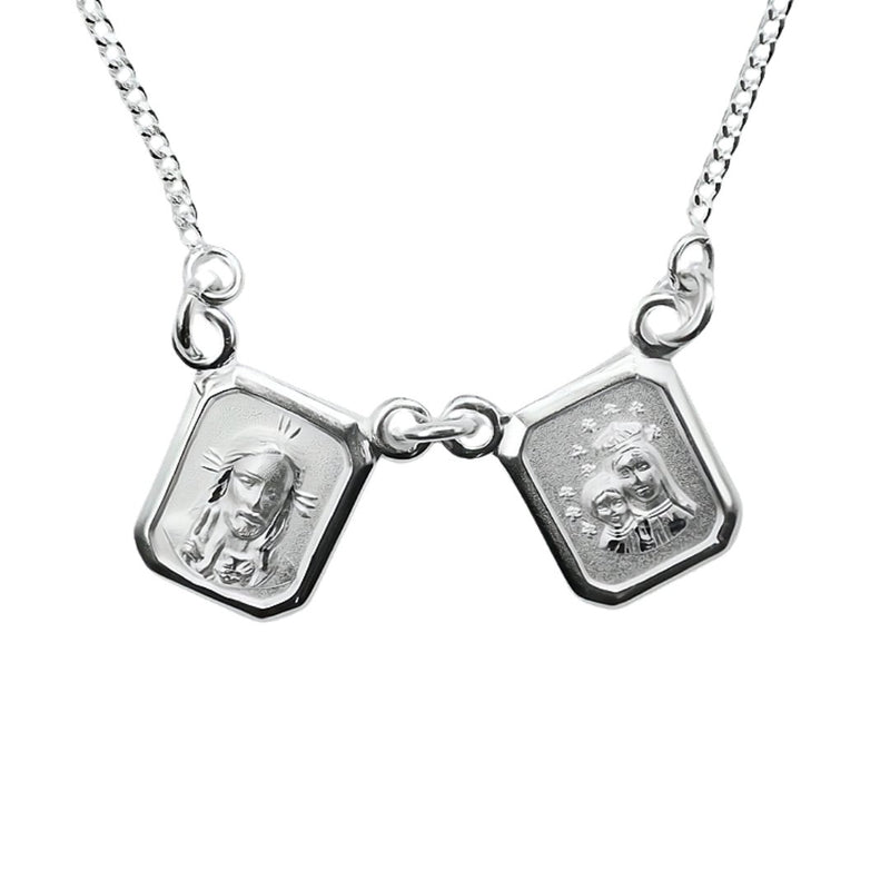 Silver Carmel Matte Scapular Necklace - Guadalupe Gifts