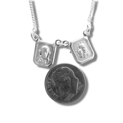 Silver Carmel Matte Scapular Necklace - Guadalupe Gifts