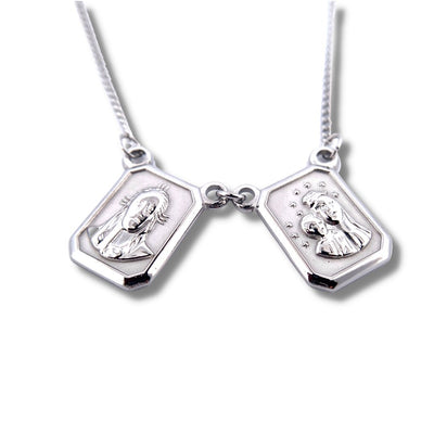 Silver Carmel Shiny Scapular Necklace for Men - Guadalupe Gifts