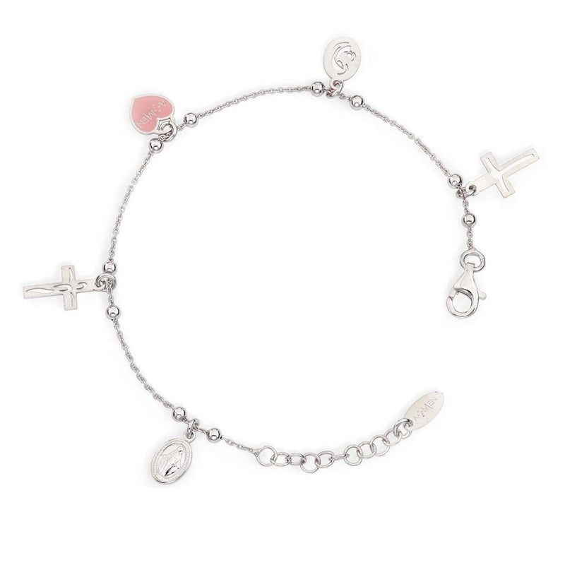 Silver Christ & Angel & Madonna Bracelet - Guadalupe Gifts