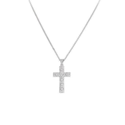 Silver Cross Choker w/ White Zirconias - Guadalupe Gifts