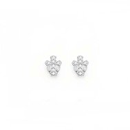 Silver Cross Lobe Earrings w/ Zirconias - Guadalupe Gifts