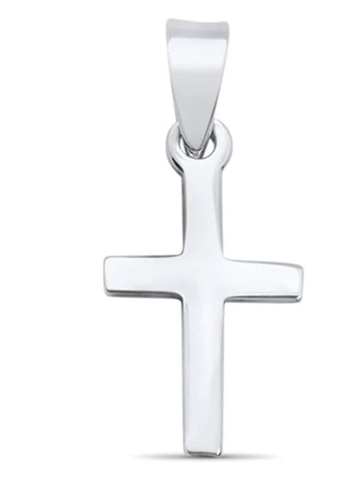 Silver Cross Pendant Necklace w/ Clear Zirconias - Guadalupe Gifts