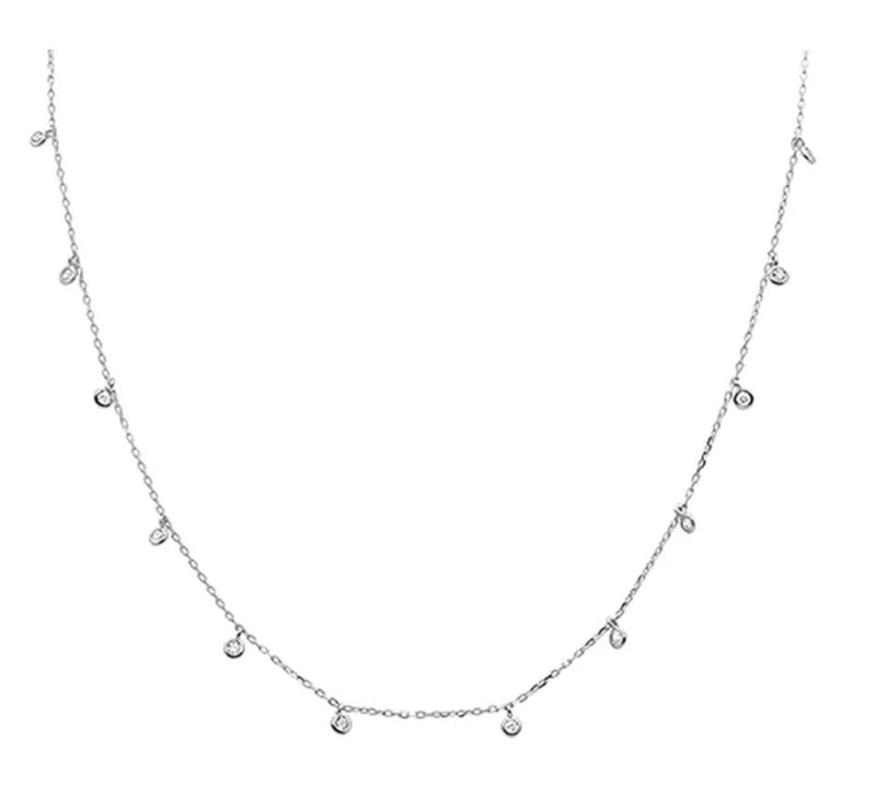 Silver Cross Pendant Necklace w/ Clear Zirconias - Guadalupe Gifts