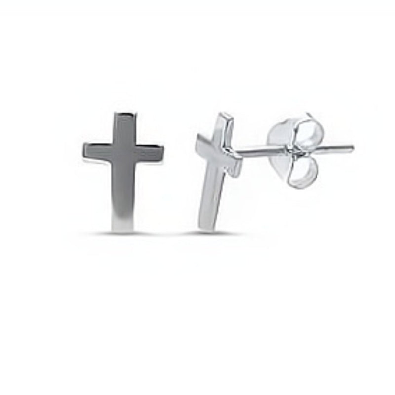 Silver Cross Stud Earrings - Guadalupe Gifts