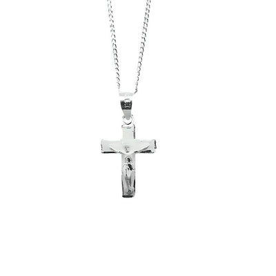Silver Crucifix Mini Pendant Necklace - Guadalupe Gifts