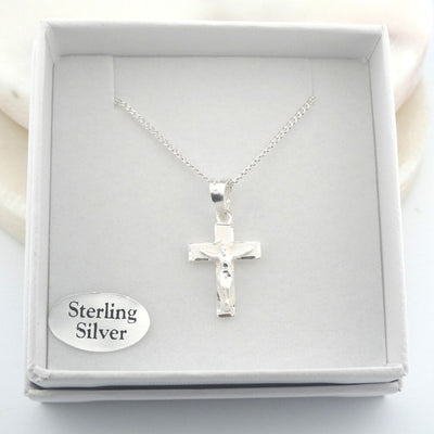 Silver Crucifix Mini Pendant Necklace - Guadalupe Gifts