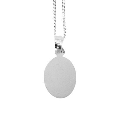 Silver Divine Mercy Oval Necklace - Guadalupe Gifts