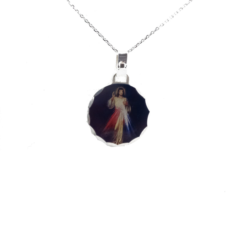 Silver Divine Mercy Photo Necklace - Guadalupe Gifts