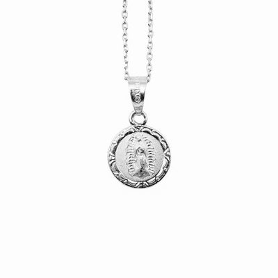 Silver Guadalupe Floral Round Necklace - Guadalupe Gifts