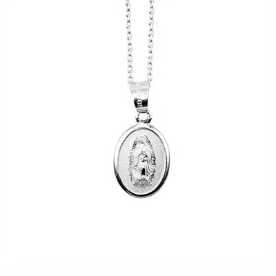 Silver Guadalupe Medal Mini Oval Necklace - Guadalupe Gifts