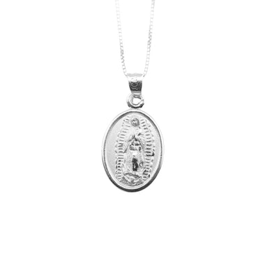 Silver Guadalupe Oval Pendant Necklace - Guadalupe Gifts
