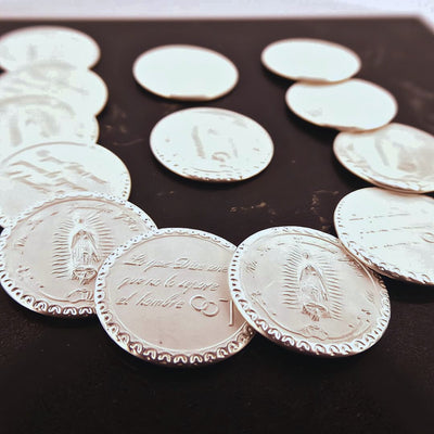 Silver Guadalupe Wedding Coins | 13 Unity Coins | Fine Silver Arras 0.6" - Guadalupe Gifts