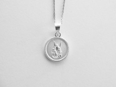 Silver Guardian Angel Round Necklace - Guadalupe Gifts