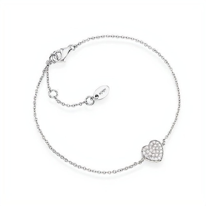 Silver Heart Bracelet w/ Zirconias - Guadalupe Gifts