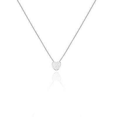 Silver Heart Necklace w/ Zirconias - Guadalupe Gifts
