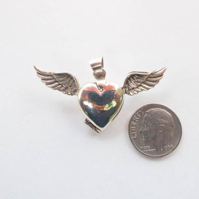 Silver Heart with Wings Taxco Mexico 925 Locket - Guadalupe Gifts