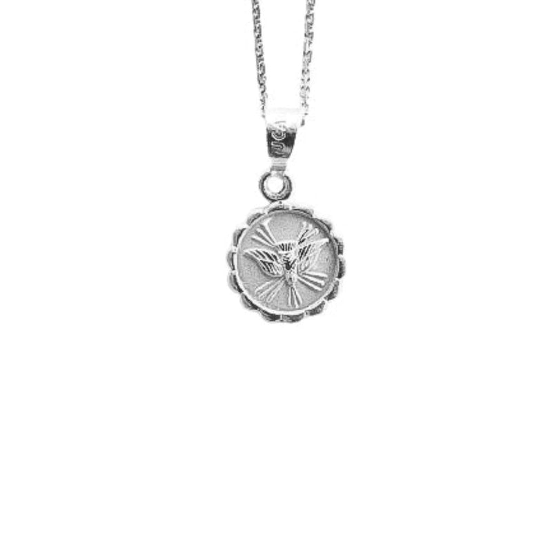 Silver Holy Spirit Round-Pendant Necklace - Guadalupe Gifts