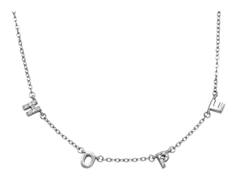 Silver "HOPE" Necklace w/ Zirconias - Guadalupe Gifts