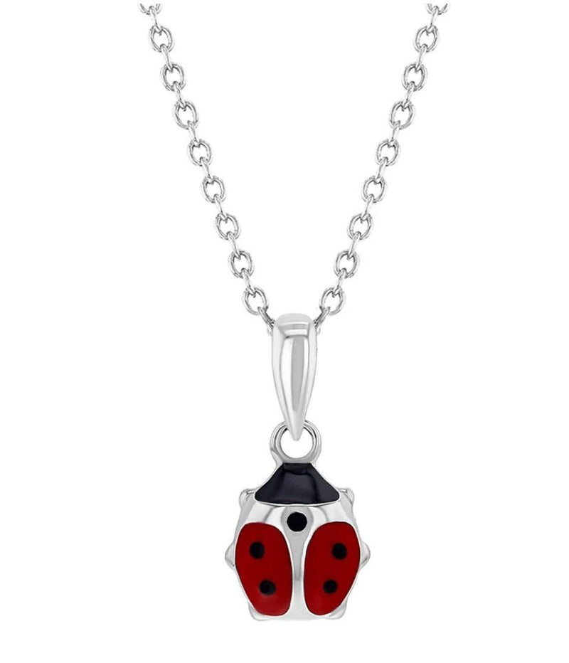 Silver Ladybug Enamel Pendant Necklace - Guadalupe Gifts
