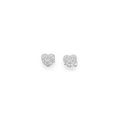 Silver Mini Heart Earrings w/ Zirconias - Guadalupe Gifts