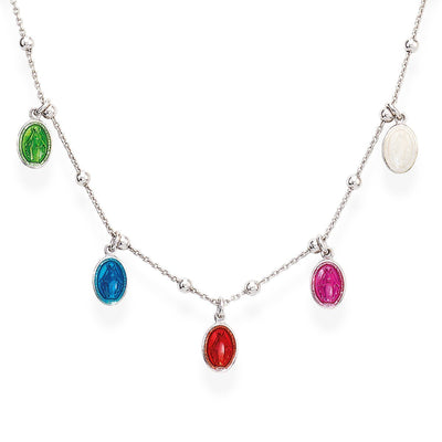 Silver Miracolosa Multicolor Necklace w/ Enamel - Guadalupe Gifts