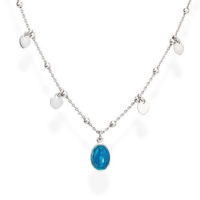 Silver Miracolosa Necklace w/ Blue Enamel - Guadalupe Gifts