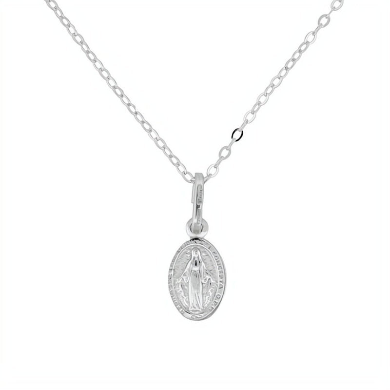 Silver Miraculous Mary Small Necklace - Guadalupe Gifts