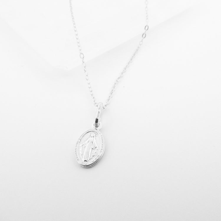 Silver Miraculous Mary Small Necklace - Guadalupe Gifts